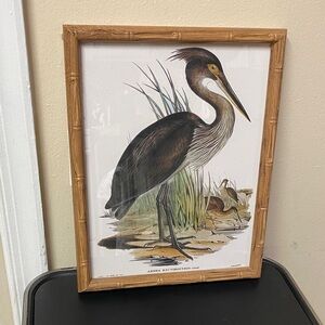 Heron Art Print in Bamboo Frame